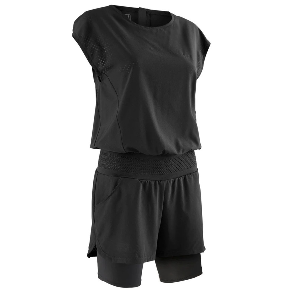 Women's Black Athletic Layered Shorts with Compression Liner